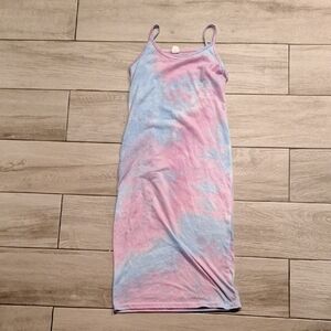 🍕SHEIN Pastel Tie-Dye Spaghetti Strap Maxi Dress 🐠🍬🍿